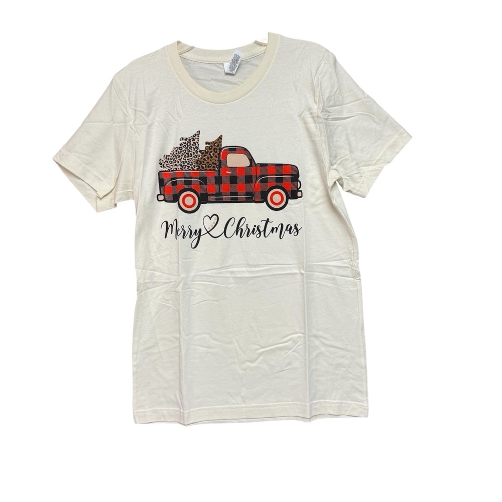 Bella Canvas size small NWOT Cream Merry Christmas Shirt